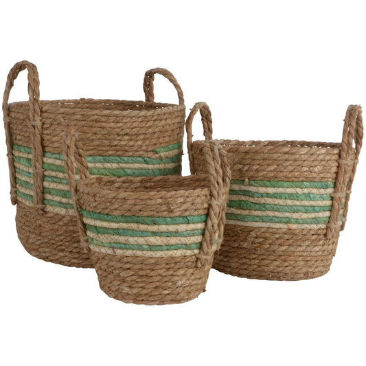 Green stripe basket